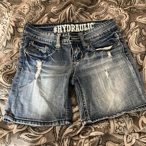 Hydraulic Women's Distressed Blue Jean Shorts 3/4